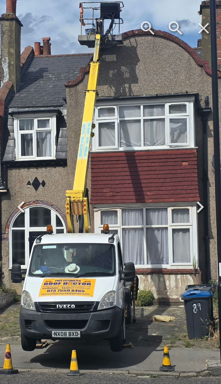 The Roof Doctor cherry picker vehicle